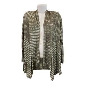 Caribe Women's Green Velour Mixed Fabric Open Waterfall Cardigan | Size S VTG